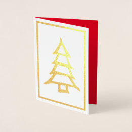 Tarjeta Con Relieve Metalizado Árbol de Navidad Simple Minimalismo Interior Rojo