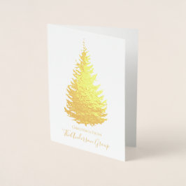 Tarjeta Con Relieve Metalizado Árbol de pino de Relieve metalizado dorado simple 