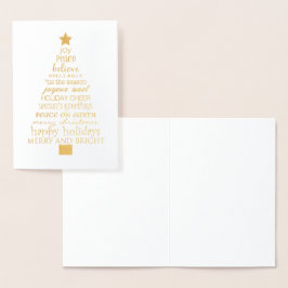 Tarjeta Con Relieve Metalizado Árbol Feliz de Navidad