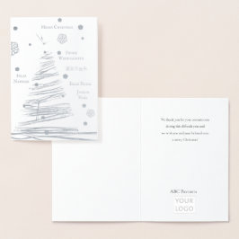 Tarjeta Con Relieve Metalizado Árbol ruso plateado hecho a mano