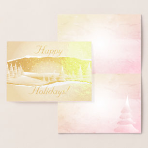 Tarjeta Con Relieve Metalizado Árboles de invierno de Relieve metalizado en Navid