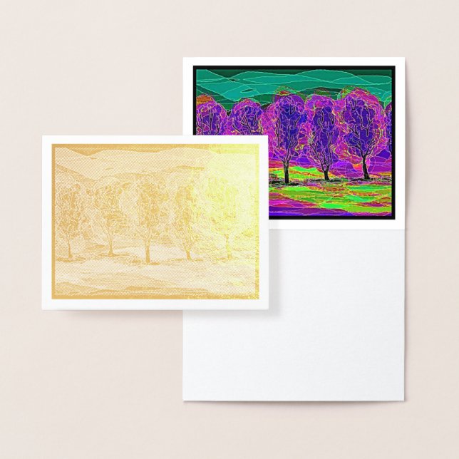 Tarjeta Con Relieve Metalizado Árboles morados por Relieve metalizado dorado Mark (Demostración)