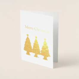 Tarjeta Con Relieve Metalizado Árboles navideños