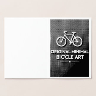 Tarjeta Con Relieve Metalizado Arte de Bicicleta Minimalista