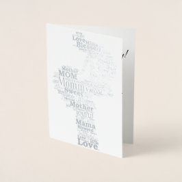 Tarjeta Con Relieve Metalizado Arte de palabra madre