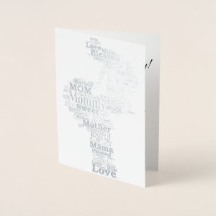 Tarjeta Con Relieve Metalizado Arte de palabra madre