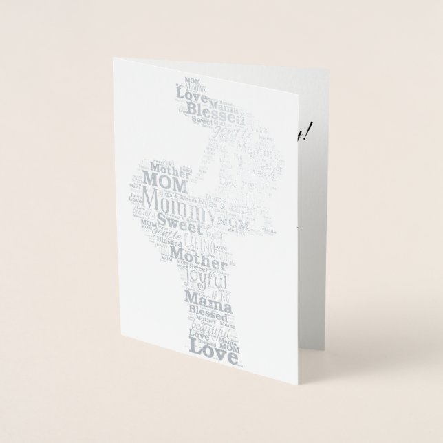Tarjeta Con Relieve Metalizado Arte de palabra madre (Anverso)
