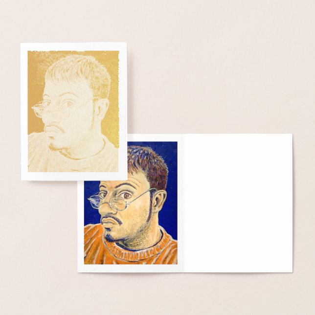 TARJETA CON RELIEVE METALIZADO AUTORETRATO: NARANJA, BLANCO, AZUL 2005 (Demostración)