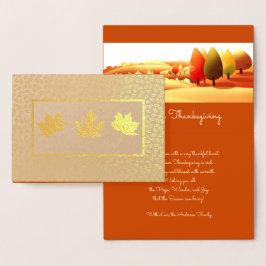 Tarjeta Con Relieve Metalizado Autumn Landscape Luxury Thankess Real