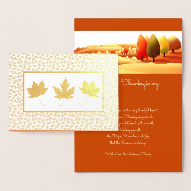 Tarjeta Con Relieve Metalizado Autumn Landscape Luxury Thankess Real (Demostración)