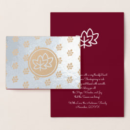 Tarjeta Con Relieve Metalizado Autumt Leaves & Berries Thankending Real