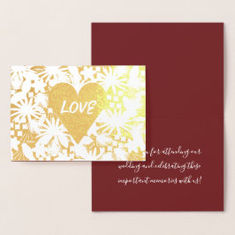 Tarjeta Con Relieve Metalizado Aves de Aluminio Aman Agradecimiento de Boda