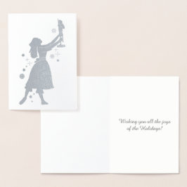 Tarjeta Con Relieve Metalizado Ballerina y pedófilos bailando en la nieve