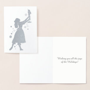Tarjeta Con Relieve Metalizado Ballerina y pedófilos bailando en la nieve
