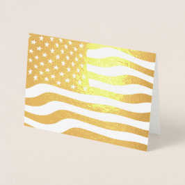 Tarjeta Con Relieve Metalizado Bandera Americana Dorada Estados Unidos