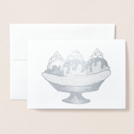 Tarjeta Con Relieve Metalizado Bañera de helados de plátano Sundae postre de comi