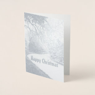 Tarjeta Con Relieve Metalizado Barcos estrechos en la nieve.