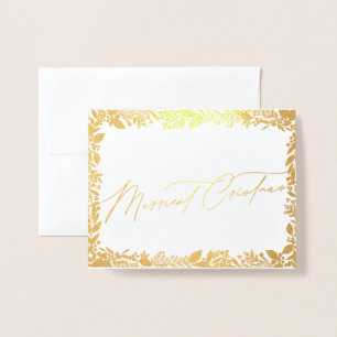 Tarjeta Con Relieve Metalizado bayas festivas navidades tradicionales verdes y ro