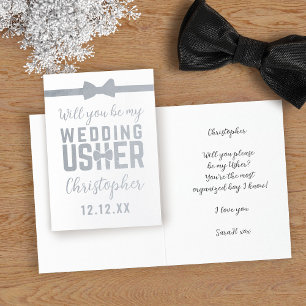 Tarjeta Con Relieve Metalizado Be My Boda Usher solicita propuesta de fiesta nupc