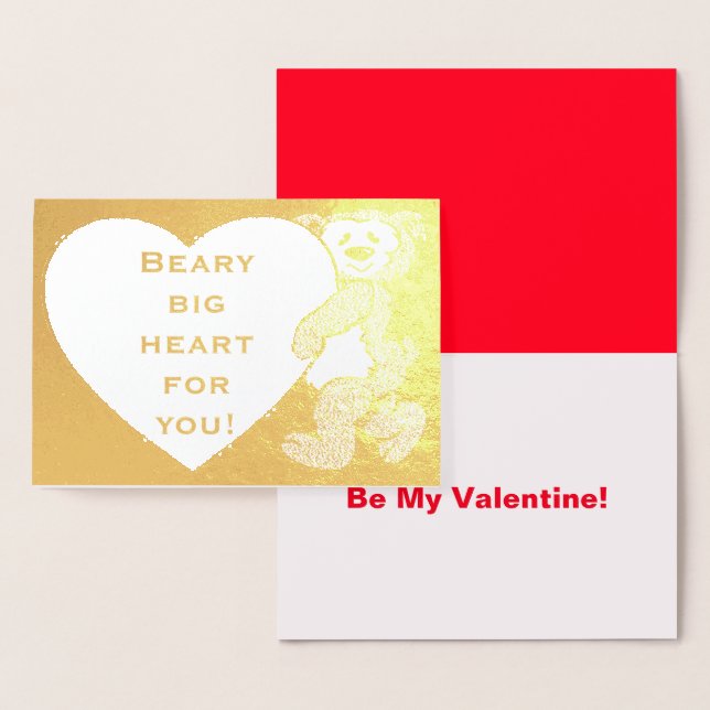 Tarjeta Con Relieve Metalizado Beary Big Heart Para Usted El día de San Valentín  (Demostración)