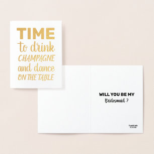 Tarjeta Con Relieve Metalizado Bebida y baile en la mesa - Propuesta de la dama d