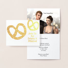 Tarjeta Con Relieve Metalizado Bebidas y canicas - Golden Pretzel - Personalizar