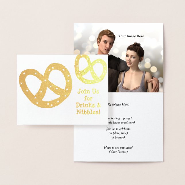 Tarjeta Con Relieve Metalizado Bebidas y canicas - Golden Pretzel - Personalizar (Demostración)