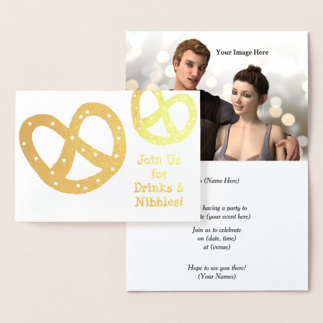 Tarjeta Con Relieve Metalizado Bebidas y canicas - Golden Pretzel - Personalizar (Demostración)