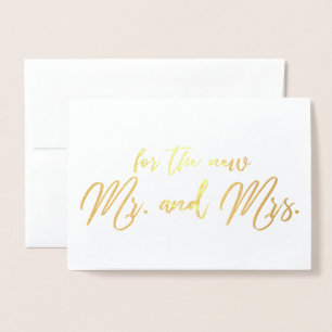 Tarjeta Con Relieve Metalizado Bella felicitación de boda con caligrafía