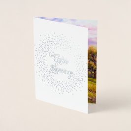 Tarjeta Con Relieve Metalizado Bendiciones de Pascua. Jesucristo El Buen Pastor