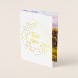 Tarjeta Con Relieve Metalizado Bendiciones de Pascua. Jesucristo El Buen Pastor