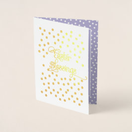 Tarjeta Con Relieve Metalizado Bendiciones de Pascua. Pequeño ángel afroamericano