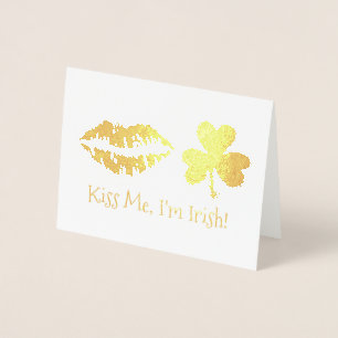 Tarjeta Con Relieve Metalizado Bésame Soy los labios irlandeses Shamrock St.