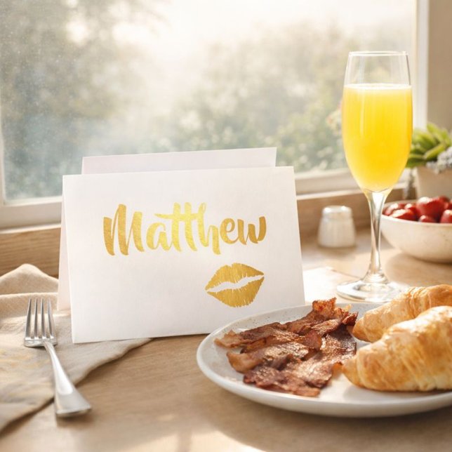 Tarjeta Con Relieve Metalizado Beso de Labios Dorados Glamour (Subido por el creador)