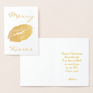 Tarjeta Con Relieve Metalizado Besos de merry
