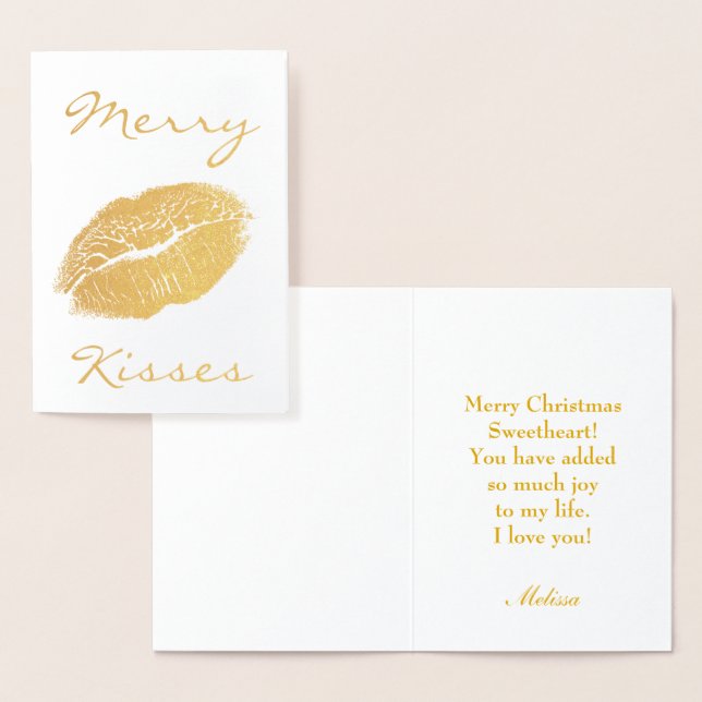 Tarjeta Con Relieve Metalizado Besos de merry (Demostración)