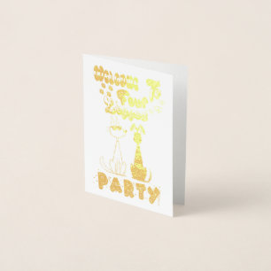 Tarjeta Con Relieve Metalizado Bienvenido a la fiesta de cuatro patas