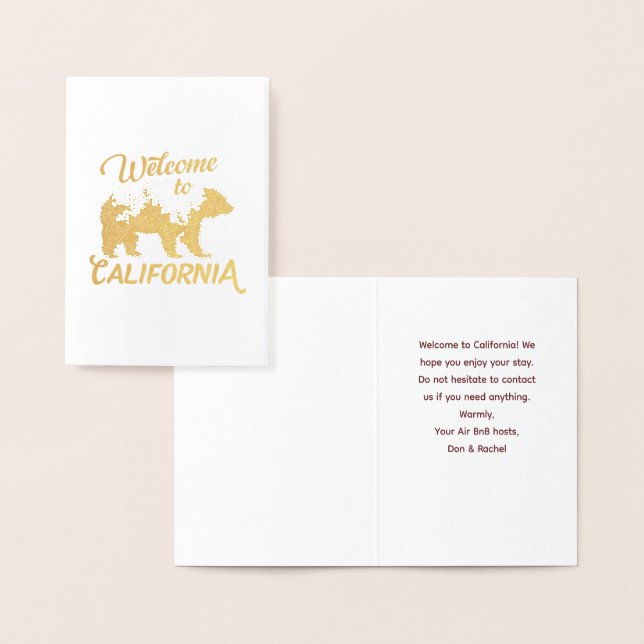 Tarjeta Con Relieve Metalizado Bienvenidos a California Bear Forest (Demostración)