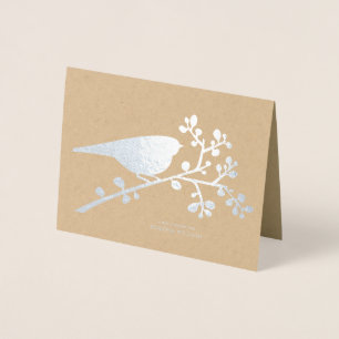 Tarjeta Con Relieve Metalizado Bird and Berries "Gracias"