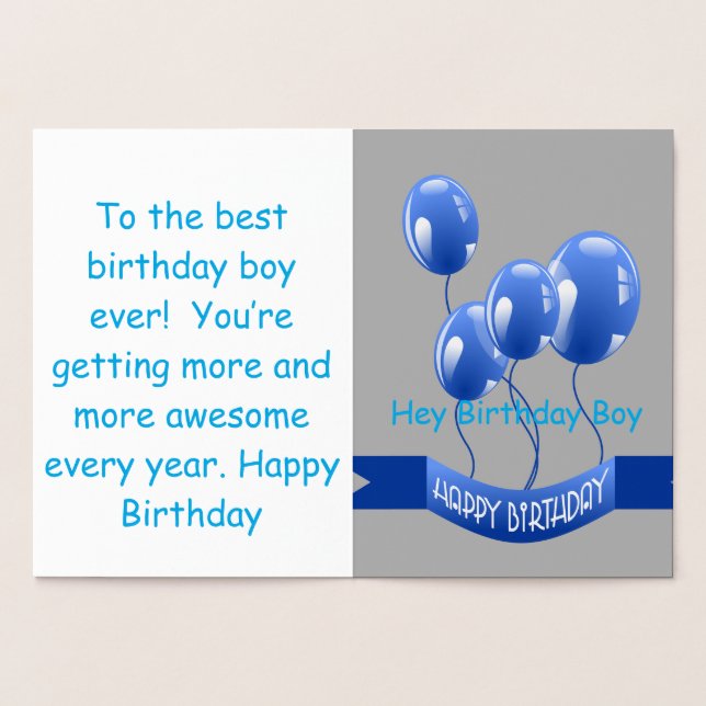 Tarjeta Con Relieve Metalizado Birthday boy foil card (Interior)