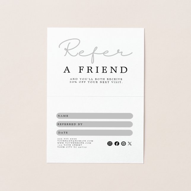 Tarjeta Con Relieve Metalizado  Black and White Referral Card (Interior)