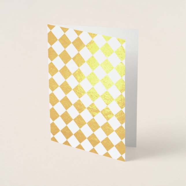 Tarjeta Con Relieve Metalizado Blanco y oro bajo control de diamantes (Anverso)