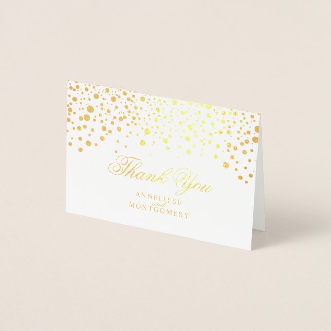 Tarjeta Con Relieve Metalizado Blank Gracias - Confetti Gold Dot (Anverso)