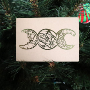 Tarjeta Con Relieve Metalizado Bloom de símbolo de la luna triple