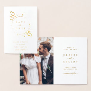 Tarjeta Con Relieve Metalizado Boda botánica de Relieve metalizado dorado Guardar