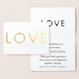 Tarjeta Con Relieve Metalizado Boda de amor felicitaciones oro