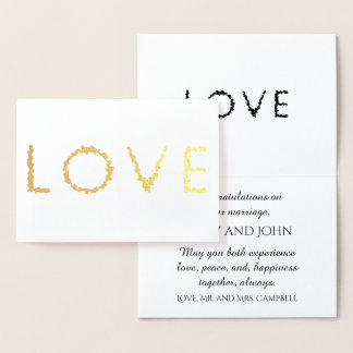 Tarjeta Con Relieve Metalizado Boda de amor felicitaciones oro