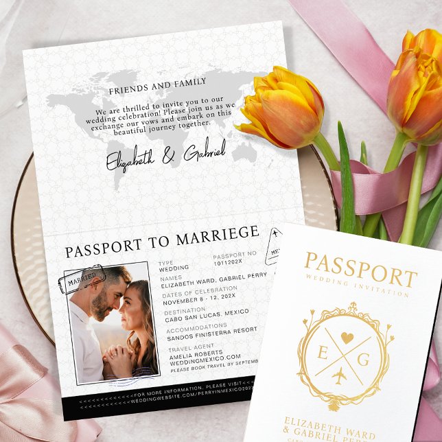 Tarjeta Con Relieve Metalizado Boda de destino de viaje de Passport (Subido por el creador)