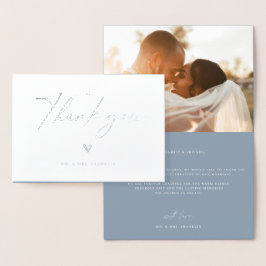 Tarjeta Con Relieve Metalizado Boda de escritura moderna de Boho. Gracias.