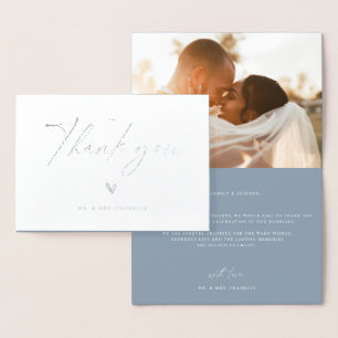 Tarjeta Con Relieve Metalizado Boda de escritura moderna de Boho. Gracias.